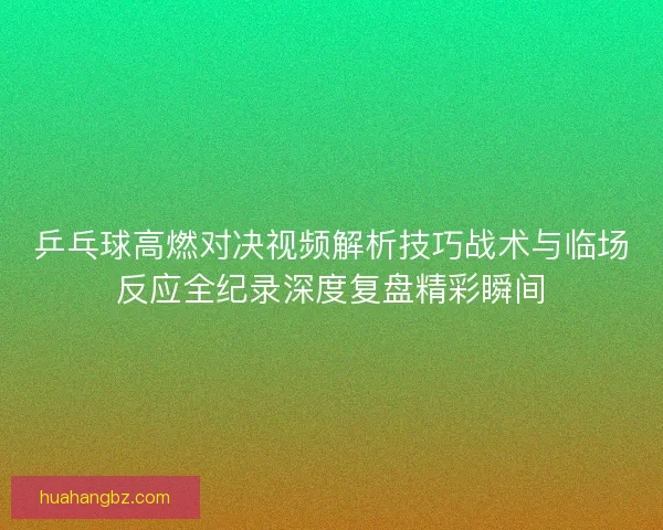 乒乓球高燃对决视频解析技巧战术与临场反应全纪录深度复盘精彩瞬间